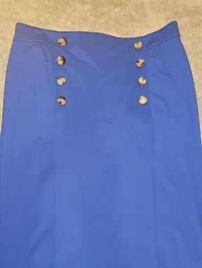Ann Taylor Royal Blue Pencil Skirt with Gold Buttons
